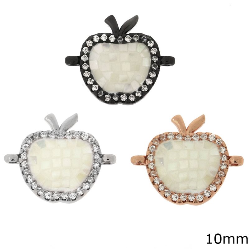 Metallic Spacer Apple with MOP-shell and Zircon 10mm