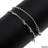 Silver 925 Anklet Chain with Hanging Balls 2mm