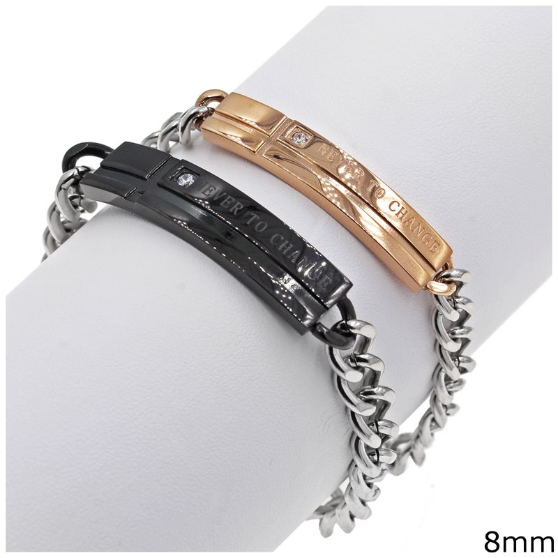 Stainless Steel Tag Bracelet with Chain 8mm