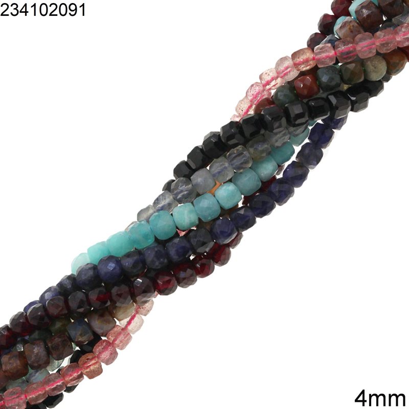Semi Precious Stone Tube Faceted Beads 4mm