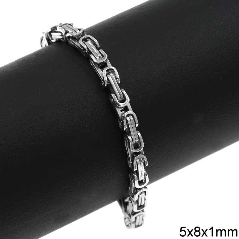 Stainless Steel Bracelet Byzantine Chain 5x8x1mm