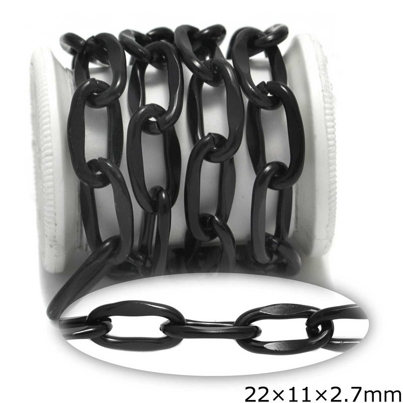 Aluminium Oval Chain 22x11x2.7mm, Black Color