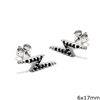 Silver 925  Earring Thunderbold with zircon 6x17mm