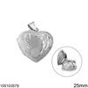Silver 925 Locket Heart Pendant 25mm