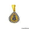 Silver  925 Pendant Pearshape Holy Mary 11x12mm with zircon