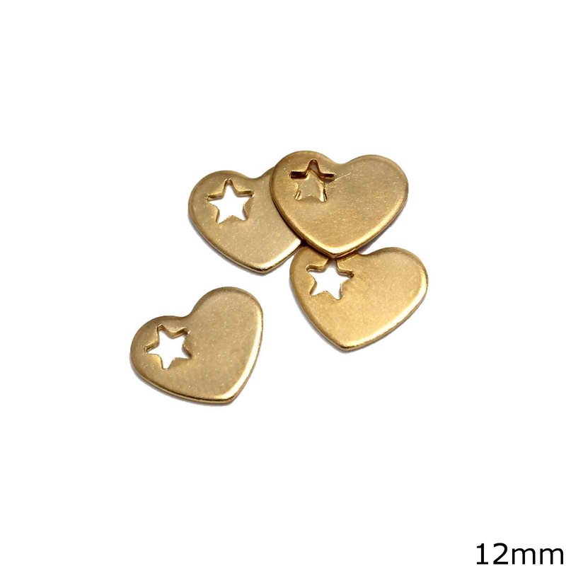 Stainless Steel Flat Pendant Heart with Star 12mm