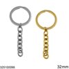 Stainless Steel Keychain with Split Ring Flat Wire 32mm and Oval Link Chain 10x8mm