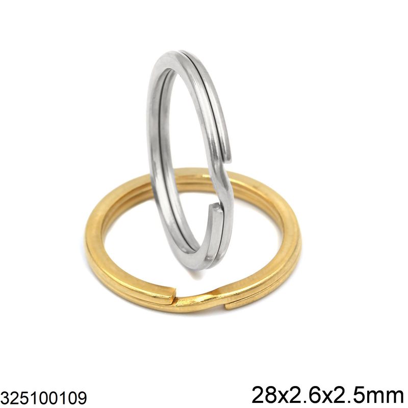 Stainless Steel Split Ring Flat Wire 28x2.6x2.5mm