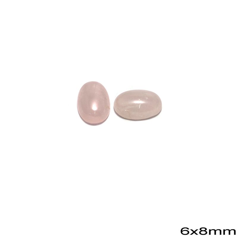 Πέτρα Ημιπολύτιμη Ροζ Quartz Καπουσόν Οβάλ 6x8mm
