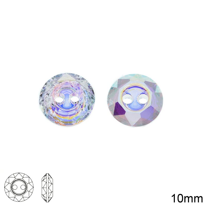 Crystall Round 2-hole Button Crystal AB 10mm