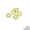 Brass Flat Rondelle Bead 9mm with 3.2mm hole