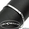 Silver 925 Bracelet with Figaro Chain Tag 4x37mm