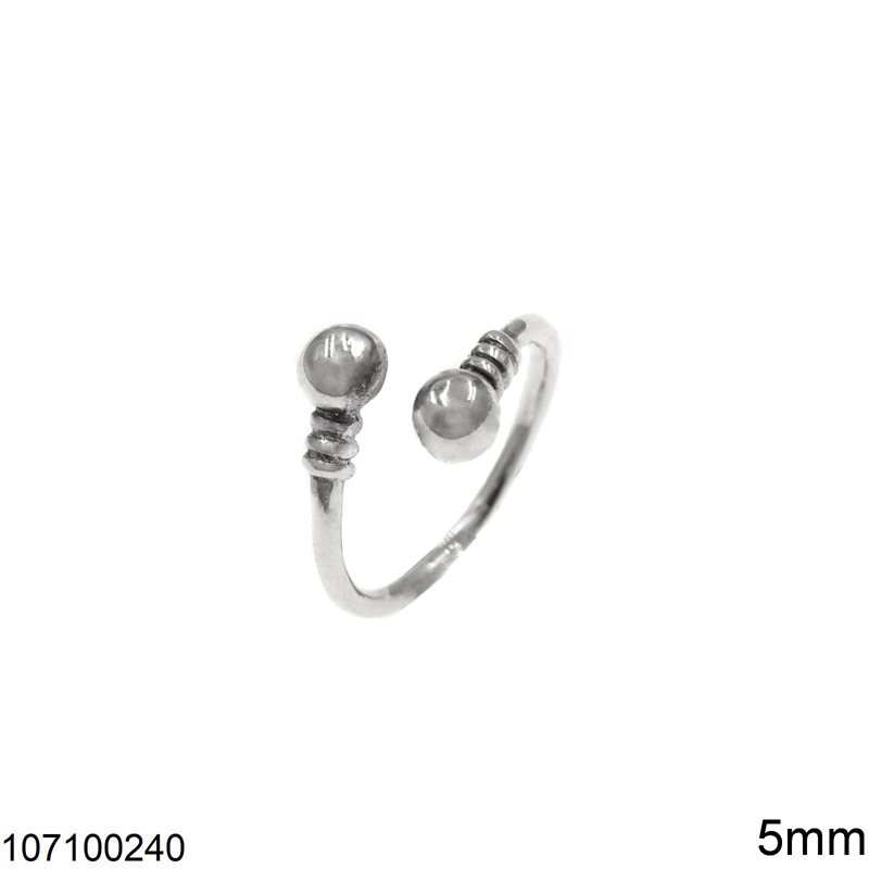 Silver 925 Ring Balls Oxidised 5mm