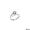 Silver 925 Ring Peace Sign with Zircon 6mm