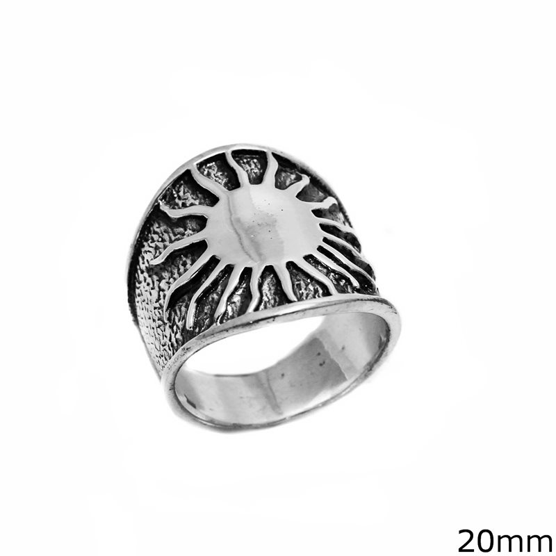 Δαχτυλίδι Ασημένιο 925 Βέρα Ήλιος 20mm