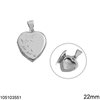 Silver 925 Locket Heart Pendant with Flower 22mm