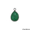 Silver 925 Bezel Pearshaped Pendant with Semi Precious Stone 13x18mm