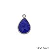 Silver 925 Bezel Pearshaped Pendant with Semi Precious Stone 12x15mm