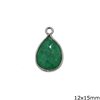 Silver 925 Bezel Pearshaped Pendant with Semi Precious Stone 12x15mm