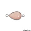 Silver 925 Bezel Pearshaped Spacer with Semi Precious Stone 13x18mm