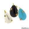 MOP Shell Egg Pendant with Zircon 15x25mm