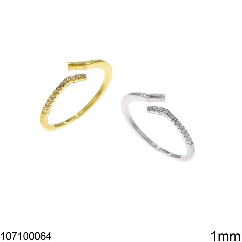 Δαχτυλίδι Ασημένιο 925  με Ζιργκόν 1mm