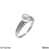 Silver 925 Ring with Pearl 6mm