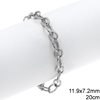 Stainless Steel Textured Oval Link Chain Bracelet 11.9x7.2mm