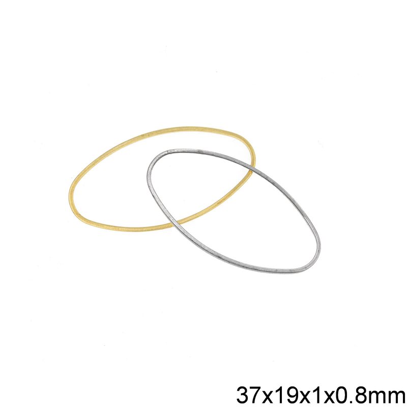 Brass Oval Flat Ring 37x19x1x0.8mm
