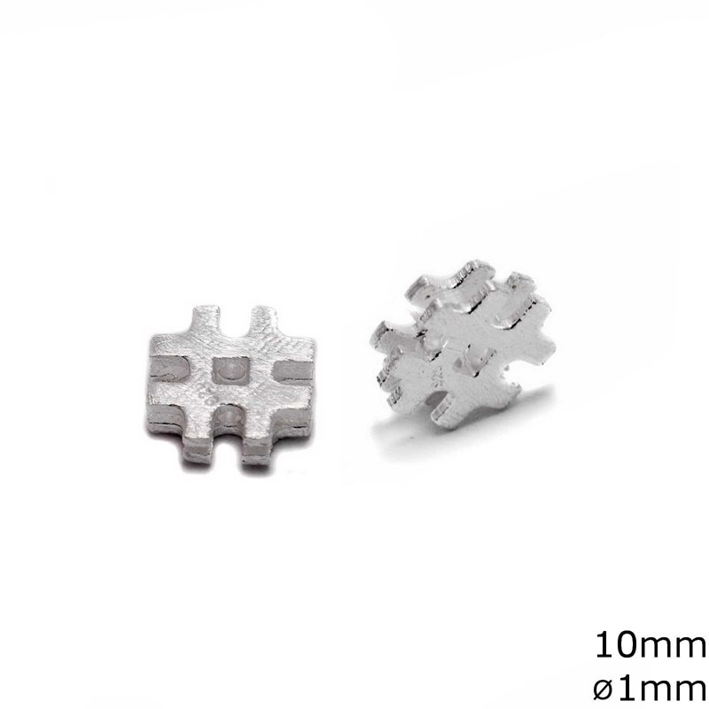 Silver 925 Bead Hashtag 10mm hole 1mm