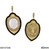 Brass Pendant Holy Mary with Zircon 40mm