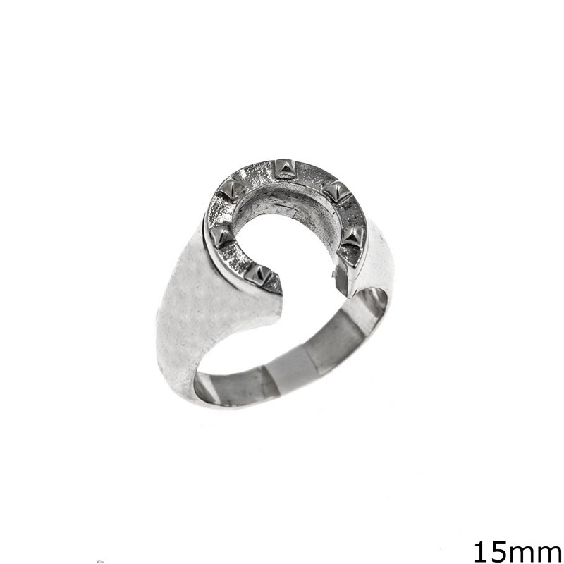 Silver 925 Ring Horseshoe 15mm