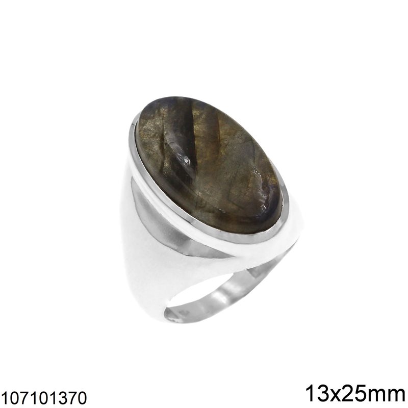 Δαχτυλίδι Ασημένιο 925 με Λαμπραδορίτη 13x25mm