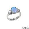 Silver  925 Ring with Opal 8x10mm and Zircons
