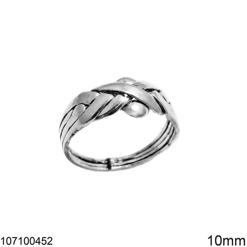 Δαχτυλίδι Ασημένιο 925 με Πλέξεις 10mm
