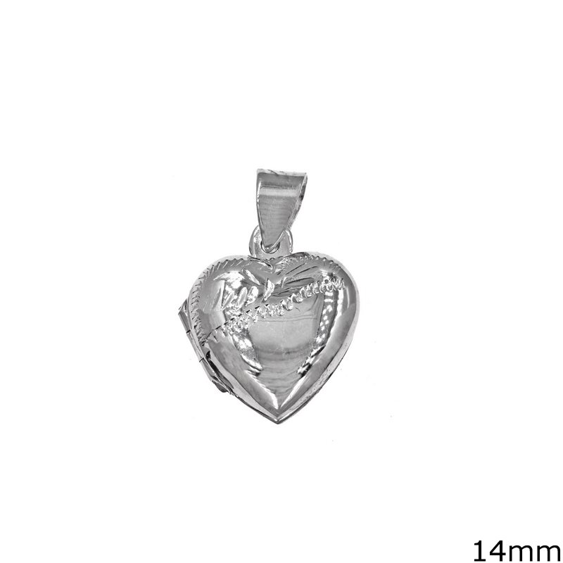 Silver  925 Locket Heart Pendant 14mm