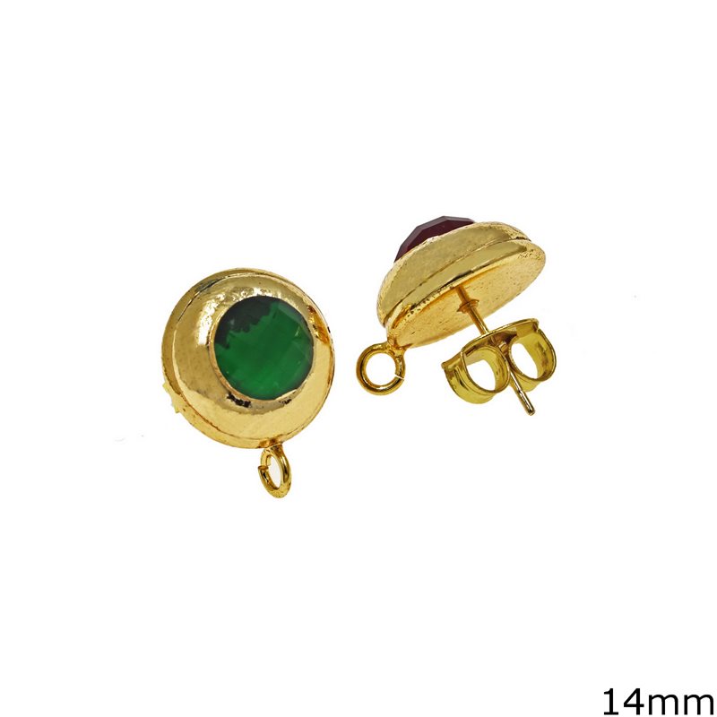 Brass Earring Stud with Hoop 14mm