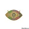 Metallic Evil Eye Spacer with Zircon 20x30mm