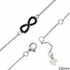 Silver 925 Infinity Symbol Bracelet with Stones 6x17mm