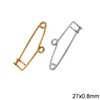 Brass Safety Pin with Hoop 27x0.8mm