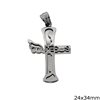 Stainless Steel Pendant Cross "JESUS" 24x34mm