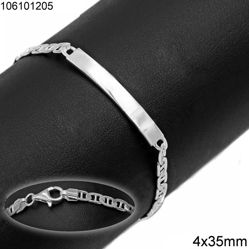 Silver 925 Bracelet Tag 4x35mm