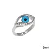 Silver  925  Ring with 6mm Evil Eye Stone and Zircon