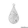 Silver 925 Pearshaped Lacy Motif 15x25mm