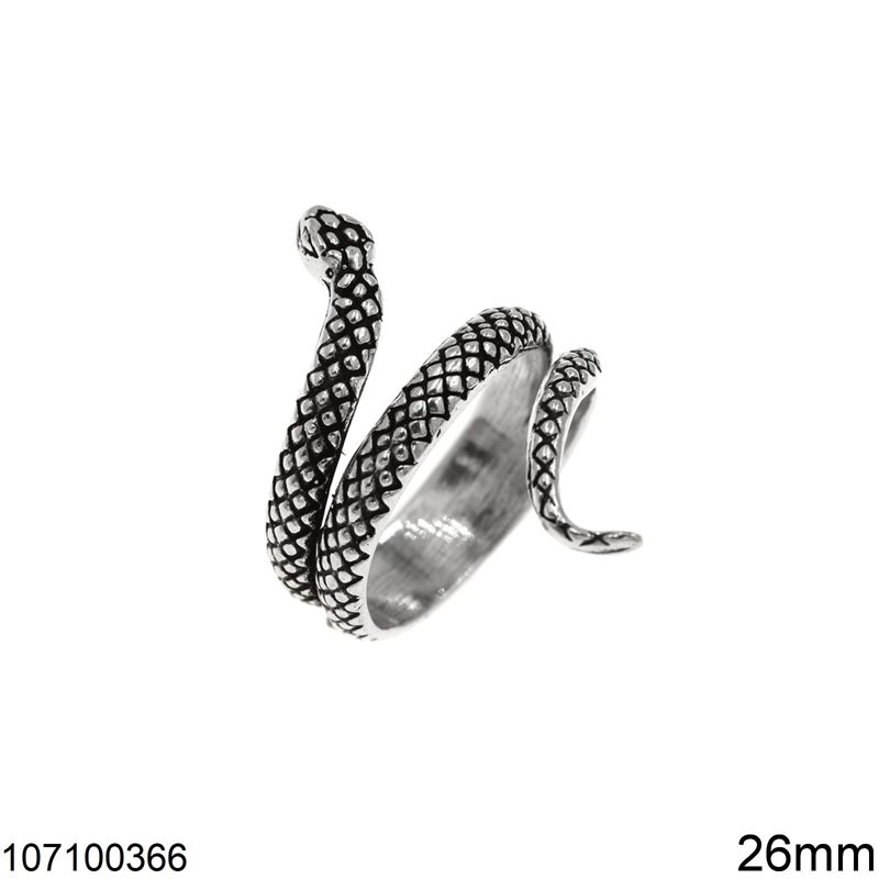 Silver  925 Ring Snake 26mm, Oxidised