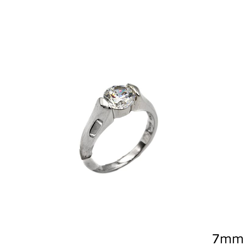 Silver 95 Ring with Zircon 7mm