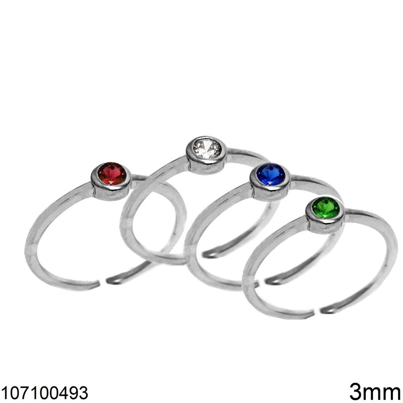 Δαχτυλίδι Ασημένιο 925 Μονόπετρο με ζιργκόν 3mm