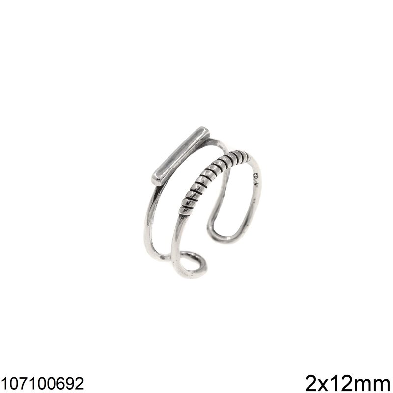 Silver 925 Ring with Plate 2x12mm 