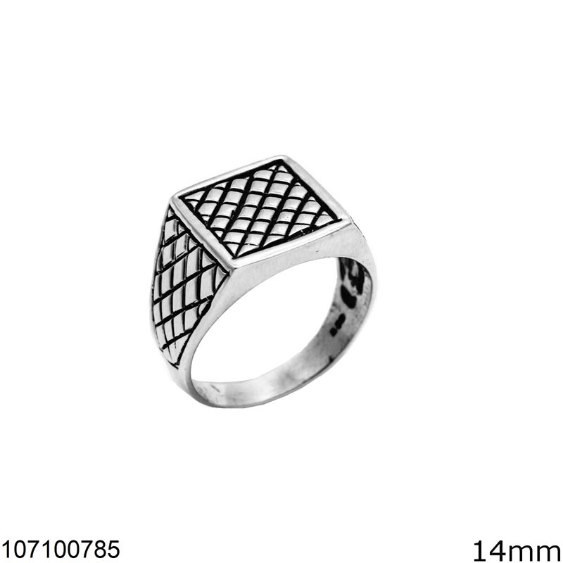 Silver  925 Male Ring 14mm