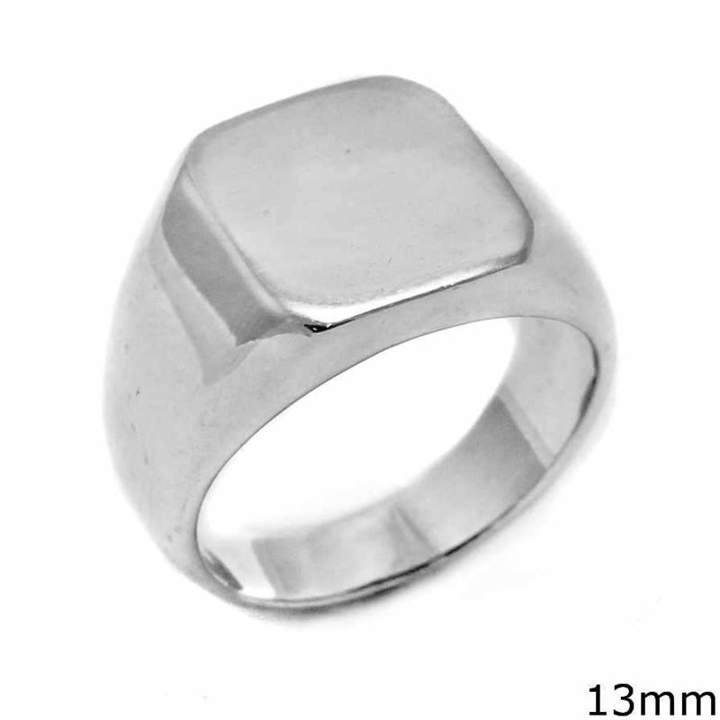 Δαχτυλίδι Ασημένιο 925 Ανδρικό Τετράγωνο 13mm